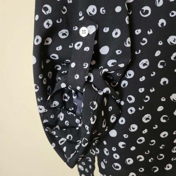 Kim Rogers Petite XL Button Up Blouse Collar Long Roll Tab Sleeve Breast Pockets - Picture 6 of 16